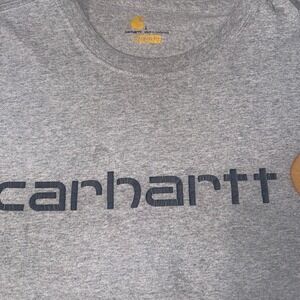 Carhartt Mens Gray Short Sleeve Graphic Logo T-Shirt Original Fit Large